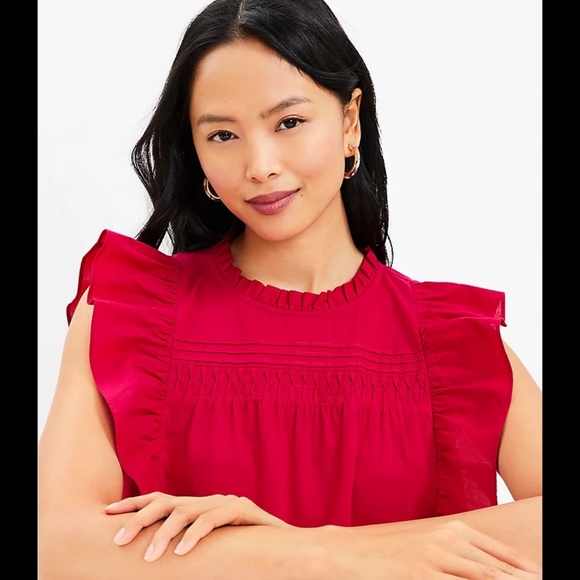 LOFT Pintucked Ruffle Shell - Picture 2 of 16